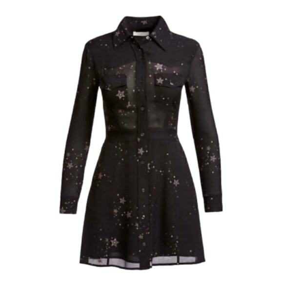 A.L.C. Pedro Carmen Collared Mini Dress Celestial Stars Witchy Black 8 Moons - Picture 2 of 11